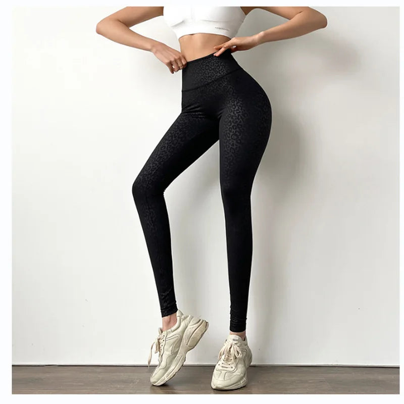 Leopard Print Yoga Pants Slim Thin Leggings Women's Sports Bottom Pants Multicolor Printed Nine Minute Pants