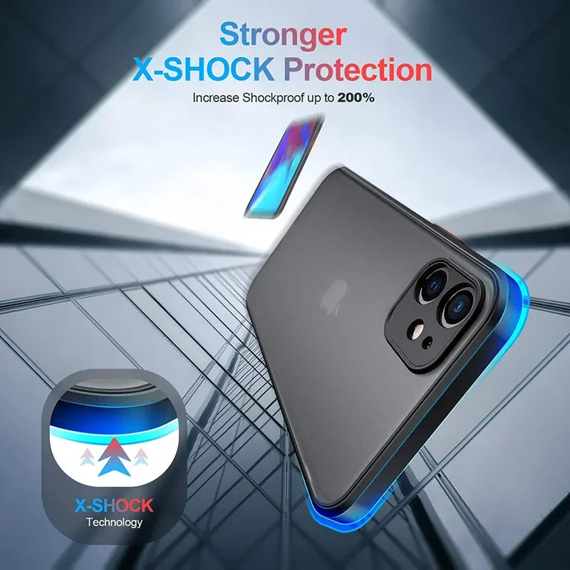 New Armor Bumper Shockproof Phone Case For iPhone 15 11 12 13 Mini 14 Pro XR X Xs Max Plus Silicone Hard Cover Capa